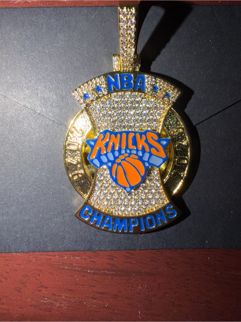 NBA Knicks Gold and Blue Champions Pendant Necklace
